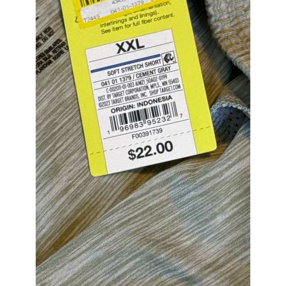 All in Motion Men's Soft Stretch Shorts 9", Light Gray, Size XXL, NWT - Picture 4 of 5